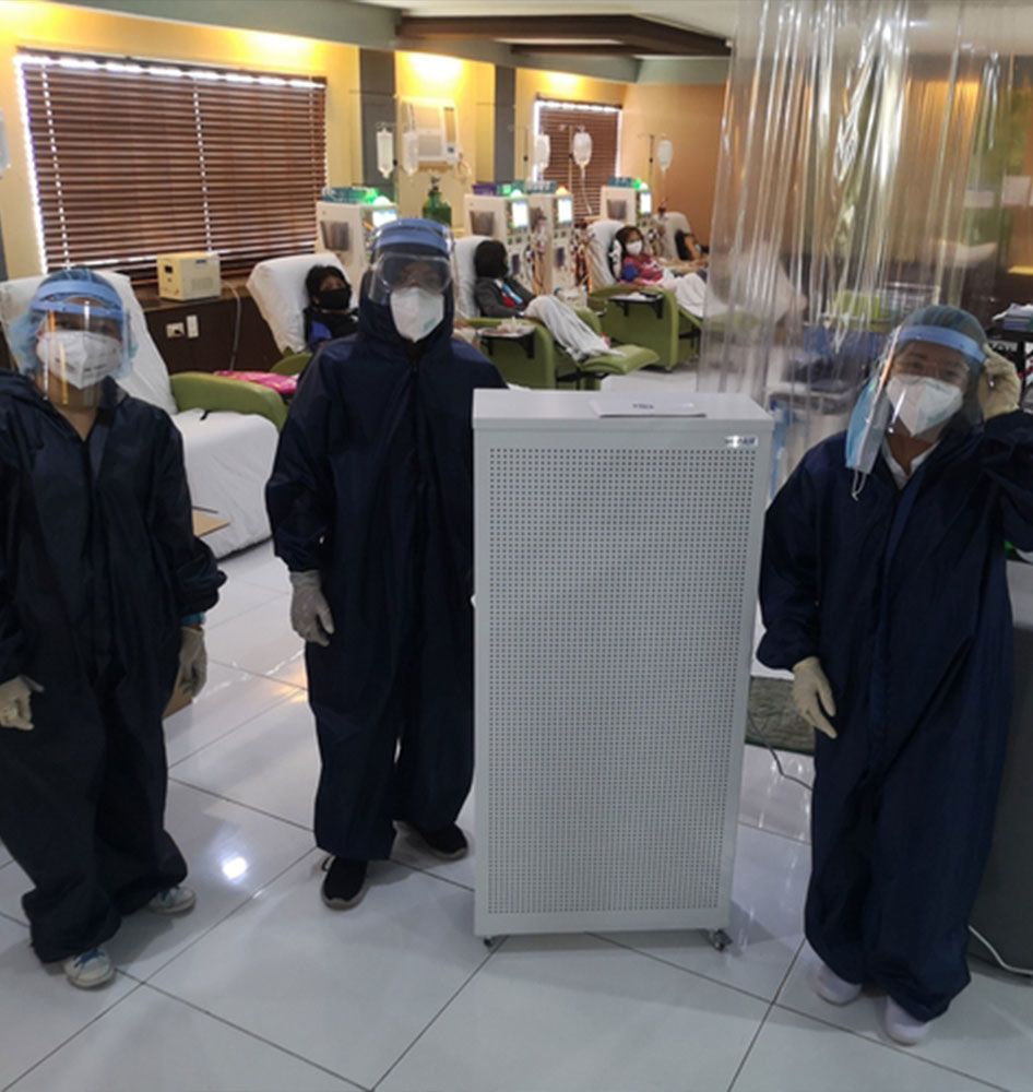Smart Air Blast air purifier in use in hospital dialysis room during COVID outbreak - Philippines